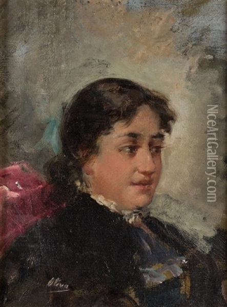 Retrato De La Hermana Del Pintor Oil Painting - Eugenio Oliva Rodrigo