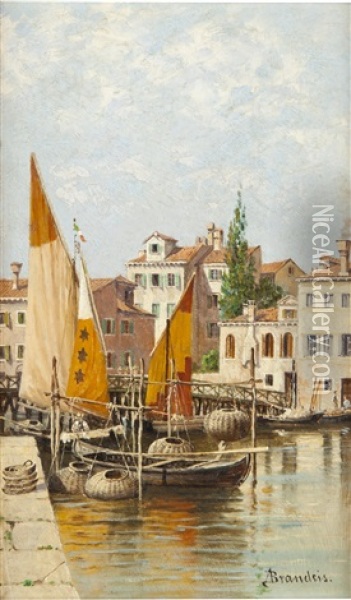 A View Of Venice And  A View Of Florence (pair) Oil Painting - Antonietta Brandeis