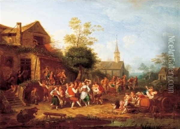 Mulatozok (merry-makers) Oil Painting - Johann Baptist Schaetzel