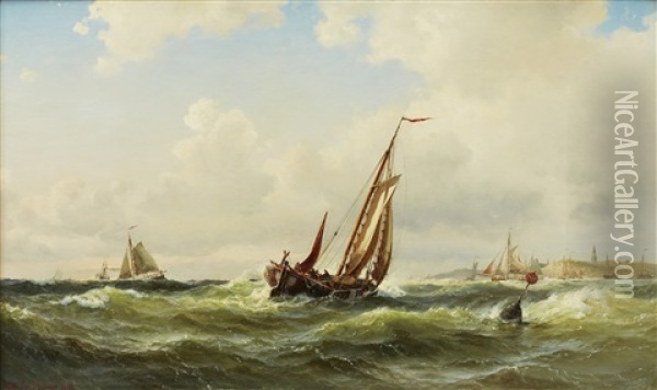 Storming Sea With Ships Oil Painting - Vilhelm Melbye
