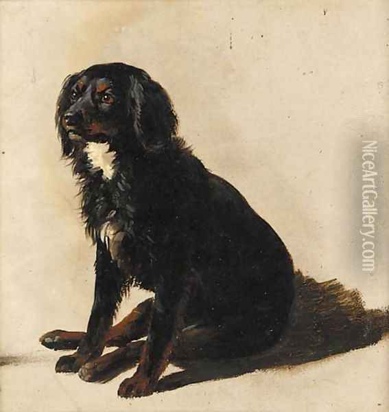 A seated dog, a sketch Oil Painting - Eugene Joseph Verboeckhoven
