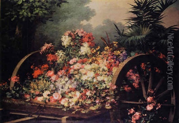 A Cart Of Wild Flowers Oil Painting - Desire de Keghel