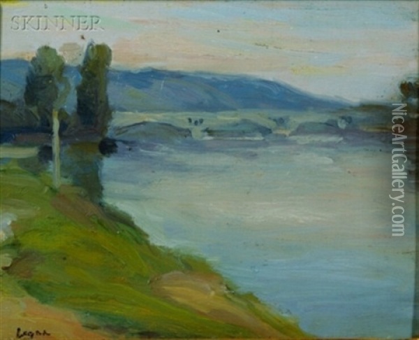 European View (+ Inlet With Houses; 2 Works) Oil Painting - Robert Henry Logan
