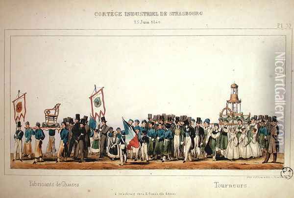 Procession of the Chair Manufacturers at Strasbourg, 25th June 1840 Oil Painting - Frederic Emile Simon