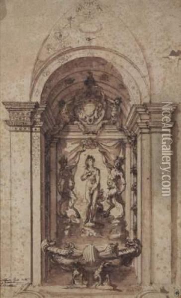 Projet De Trompe L'oeil Avec Le Triomphe D'ariane Oil Painting - Cherubino Alberti