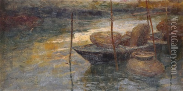 Barca Di Pescatori Oil Painting - Riccardo Galli