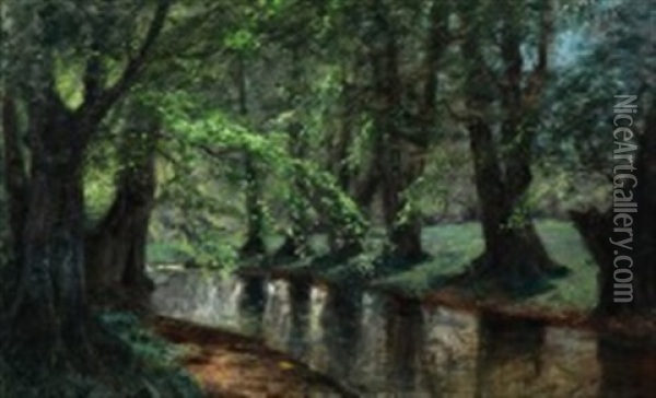 Forestscape Oil Painting - Thorvald Simeon Niss