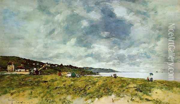 The Shore at Tourgeville Oil Painting - Eugene Boudin