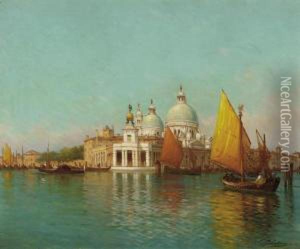 At The Entrance To The Grand Canal, Venice Oil Painting - Charles Clement Calderon