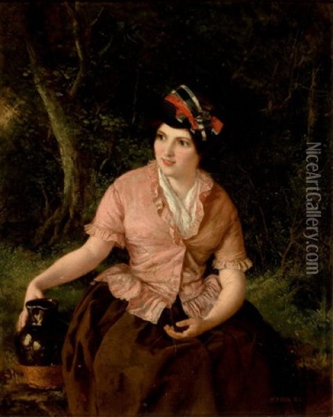 Seated Woman With Jug Oil Painting - William Powell Frith