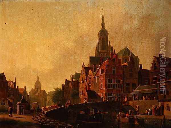 A Dutch Town Scene Oil Painting - Jan Rutten