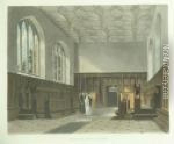 Chapel Of Benet College 1815 Oil Painting - William Westall