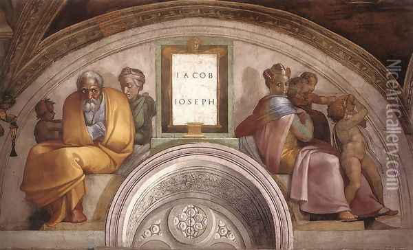 Jacob - Joseph 1511-12 Oil Painting - Michelangelo Buonarroti