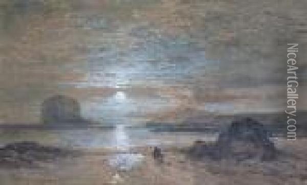 Bass Rock At Sunset Oil Painting - Samuel Bough