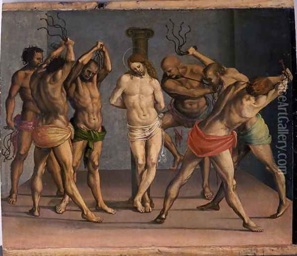 The Flagellation of Christ, c.1507 Oil Painting - Luca Signorelli