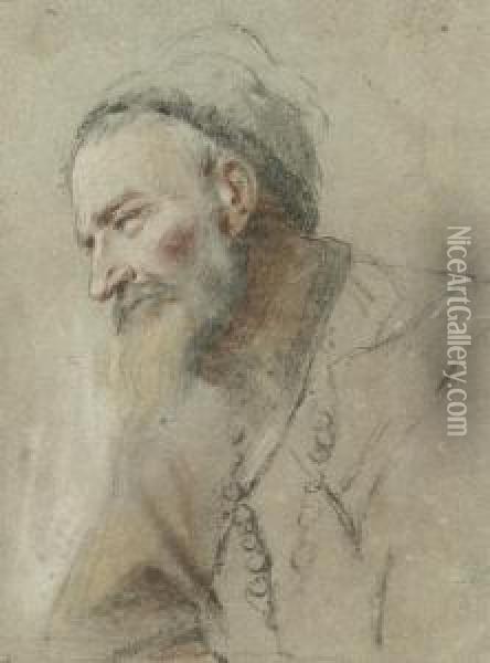 Portrait Of A Bearded Man, Half-length, Wearing A Cap Oil Painting - Nicolas Vleughels
