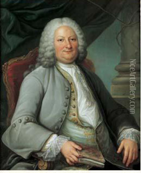 Portrait De Gentilhomme Tenant Un Livre Oil Painting - Louis Tocque