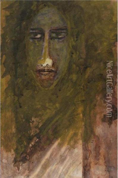 Head Of Woman Oil Painting - Rabindranath Tagore