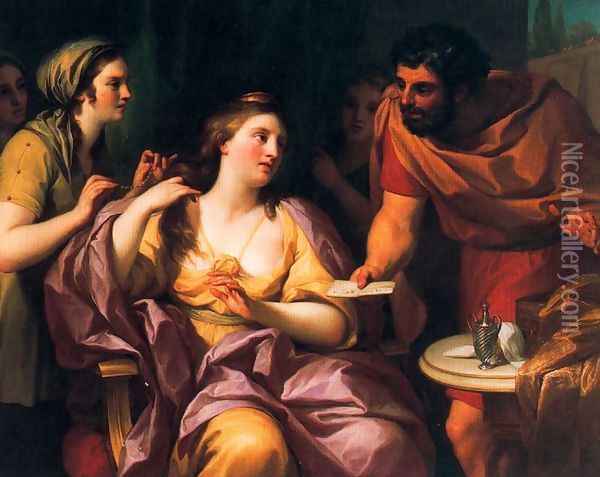 Semiramide welcomes the news of the revolt of Babylonian Oil Painting - Anton Raphael Mengs