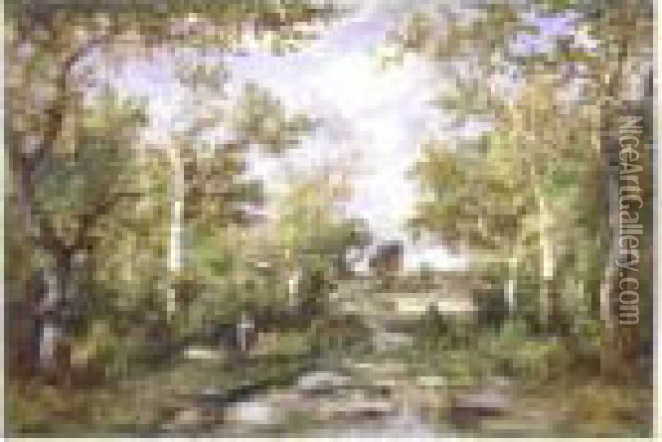 A Walk In The Woods Oil Painting - Narcisse-Virgile D Az De La Pena