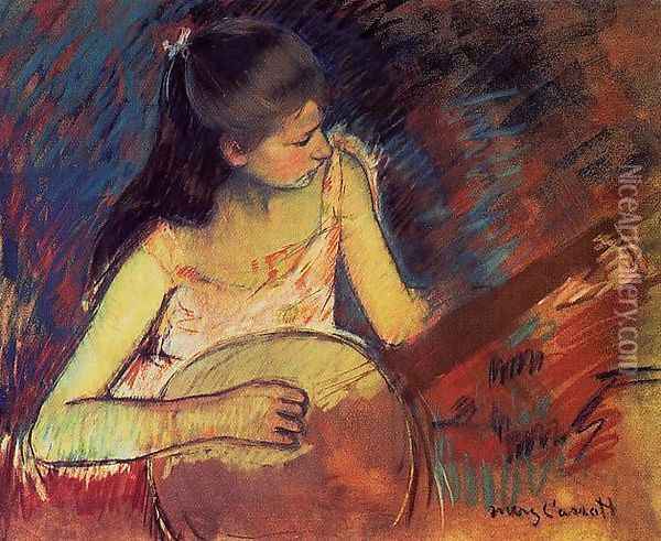 Girl With A Banjo Oil Painting - Mary Cassatt