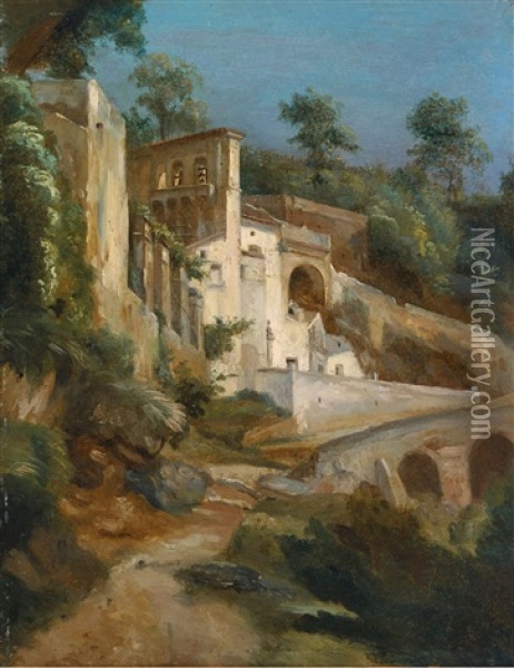 Das Kloster Ss. Trinita Bei La Cava Dei Tirreni (salerno) Oil Painting - Ernst Fries