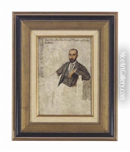 Portrait Of Don Elias Martin Hueso Oil Painting - Nicolas (Jimenez Caballero Navarro) Alperiz