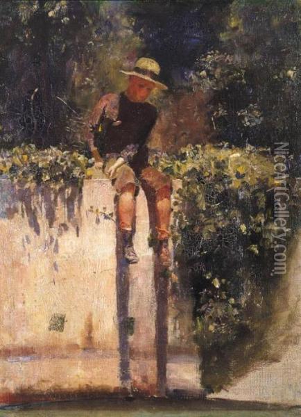 The Water-tank Boy Oil Painting - Arthur Ernest Streeton