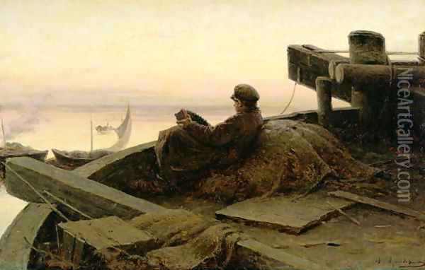 On The River Volga 1889 Oil Painting - Abram Efimovich Arkhipov