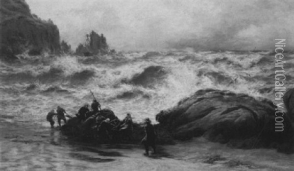 After The Storm, The Name Of The Wreck Oil Painting - Thomas Rose Miles