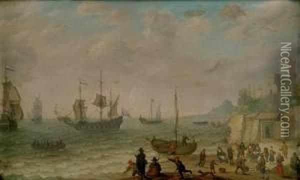 Bateaux Pres Du Rivage Oil Painting - Abraham Willaerts