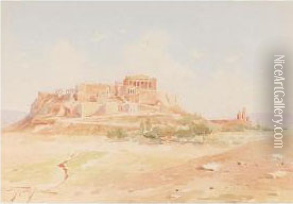 The Acropolis Oil Painting - Emilios Prosalentis