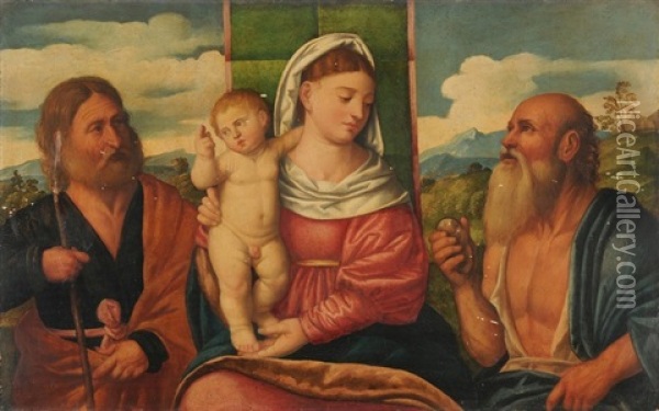 Heilige Familie Mit Dem Heiligen Hieronymus Oil Painting - Jacopo Palma il Vecchio