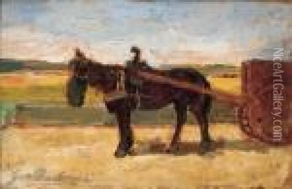 Cavallo E Carretto Oil Painting - Giovanni Bartolena