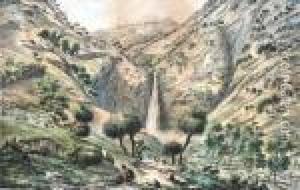 Fall Of The First Creek Near Glen Osmond Oil Painting - Eugene von Guerard