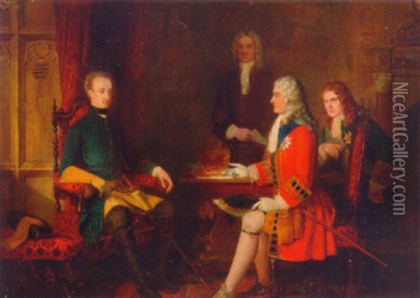 Karl Xii With The Duke Of Marlborough Oil Painting - Henry Edward Doyle