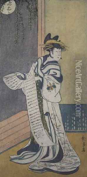 The actor Nakamura Tomijuro II 1786-2-1855 Oil Painting - Torii Kiyonaga
