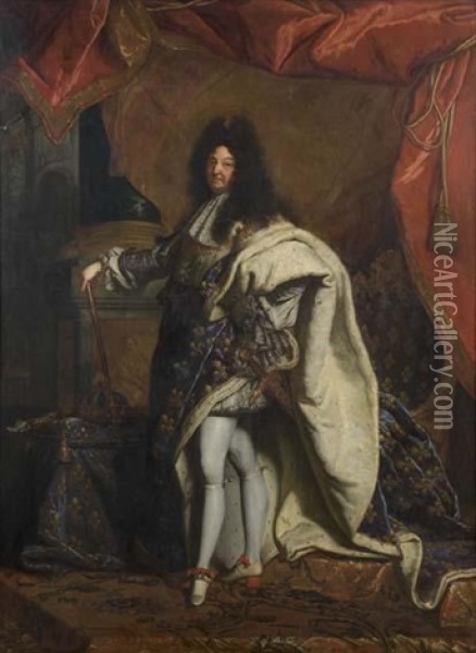 Portrait De Louis Xiv En Costume De Sacre Oil Painting - Hyacinthe Rigaud