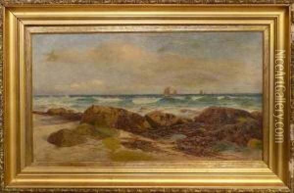 Kustmotiv. Oil Painting - William Henry Borrow
