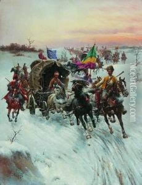 Russische
 Winterlandschaft Oil Painting - Adolf Baumgartner