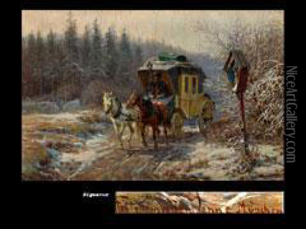 Kutsche Im Schnee Oil Painting - Fritz van der Venne