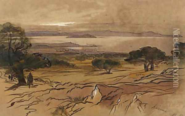 Suda Bay, Khani, Crete Oil Painting - Edward Lear