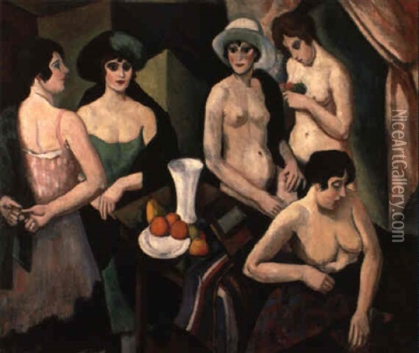 Cinq Femmes Dans L'atelier Oil Painting - Amedee Marie Dominique Dubois de La Patelliere