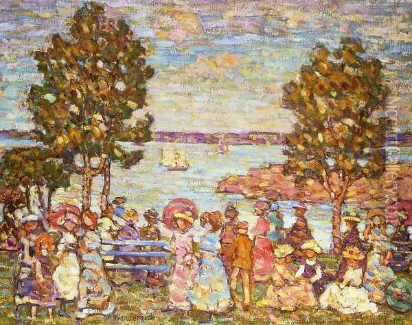 The Holiday Aka Figures By The Sea Or Promenade By The Sea Oil Painting - Maurice Brazil Prendergast