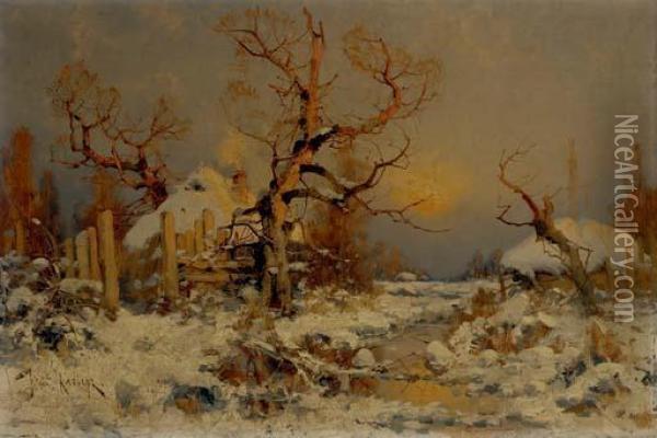 Winter Landscape Oil Painting - Iulii Iul'evich (Julius) Klever