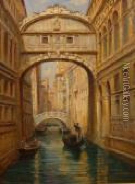 Venetian School Oil Painting - Arthur Trevor Haddon