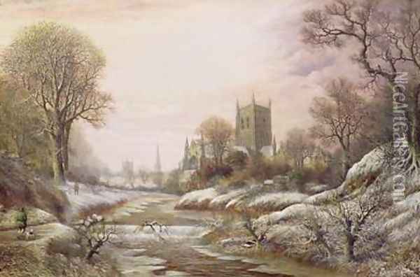 Worcester from the South West in the Snow Oil Painting - Charles Leaver