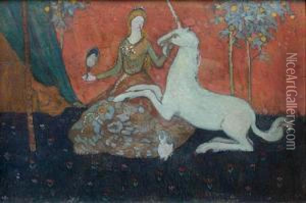 Bajka, 1910 R. Oil Painting - Wlodzimierz Blocki