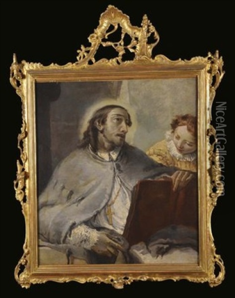 San Giovanni Nepomuceno Oil Painting - Giustino Menescardi