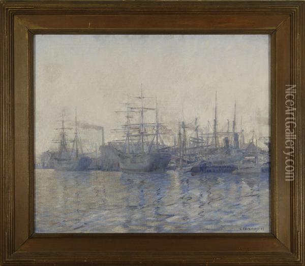 New Bedford Waterfront Oil Painting - Clifford Warren Ashley